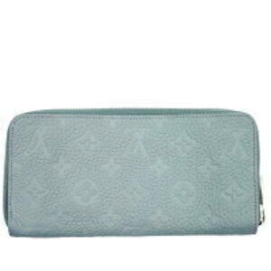 Louis Vuitton Long Blue Gray Taurillon Horizontal Wallet Zipper